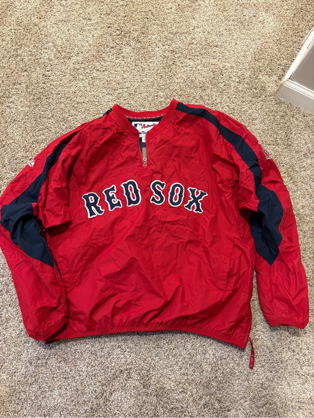 Majestic Red and Navy Boston Red Sox Pullover Windbreaker